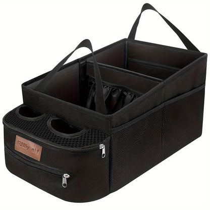 FUNNy elf Passenger Seat Organizer with Partitions & 4 Cup Holders