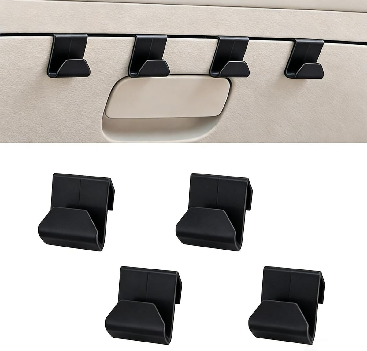 4 PCS Car Co-Pilot Glovebox Hooks, Hanger Storage Organizer for Cars, Co-Pilot Glove Box Purse Hook, Universal for Most Cars (Black)