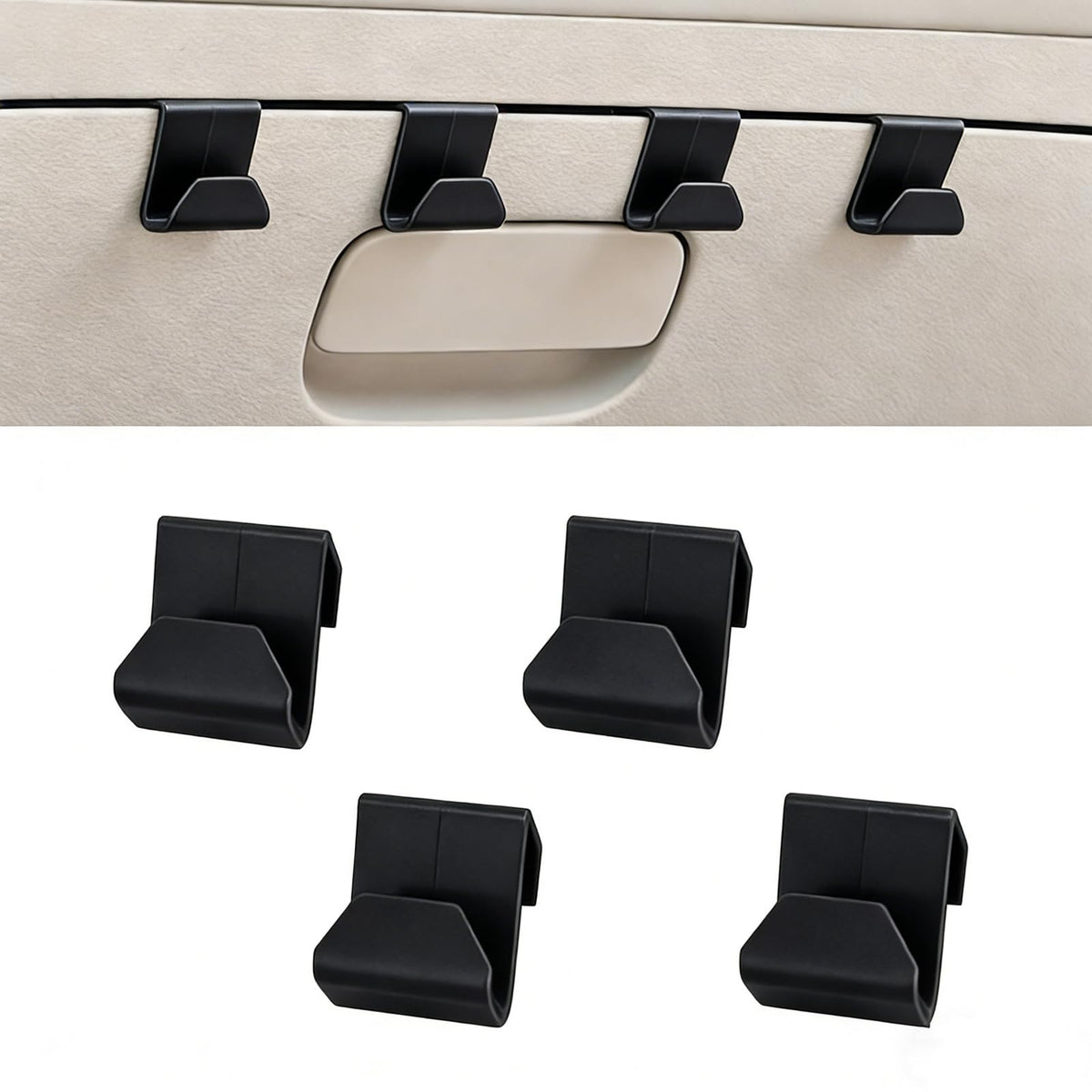4 PCS Car Co-Pilot Glovebox Hooks, Hanger Storage Organizer for Cars, Co-Pilot Glove Box Purse Hook, Universal for Most Cars (Black)