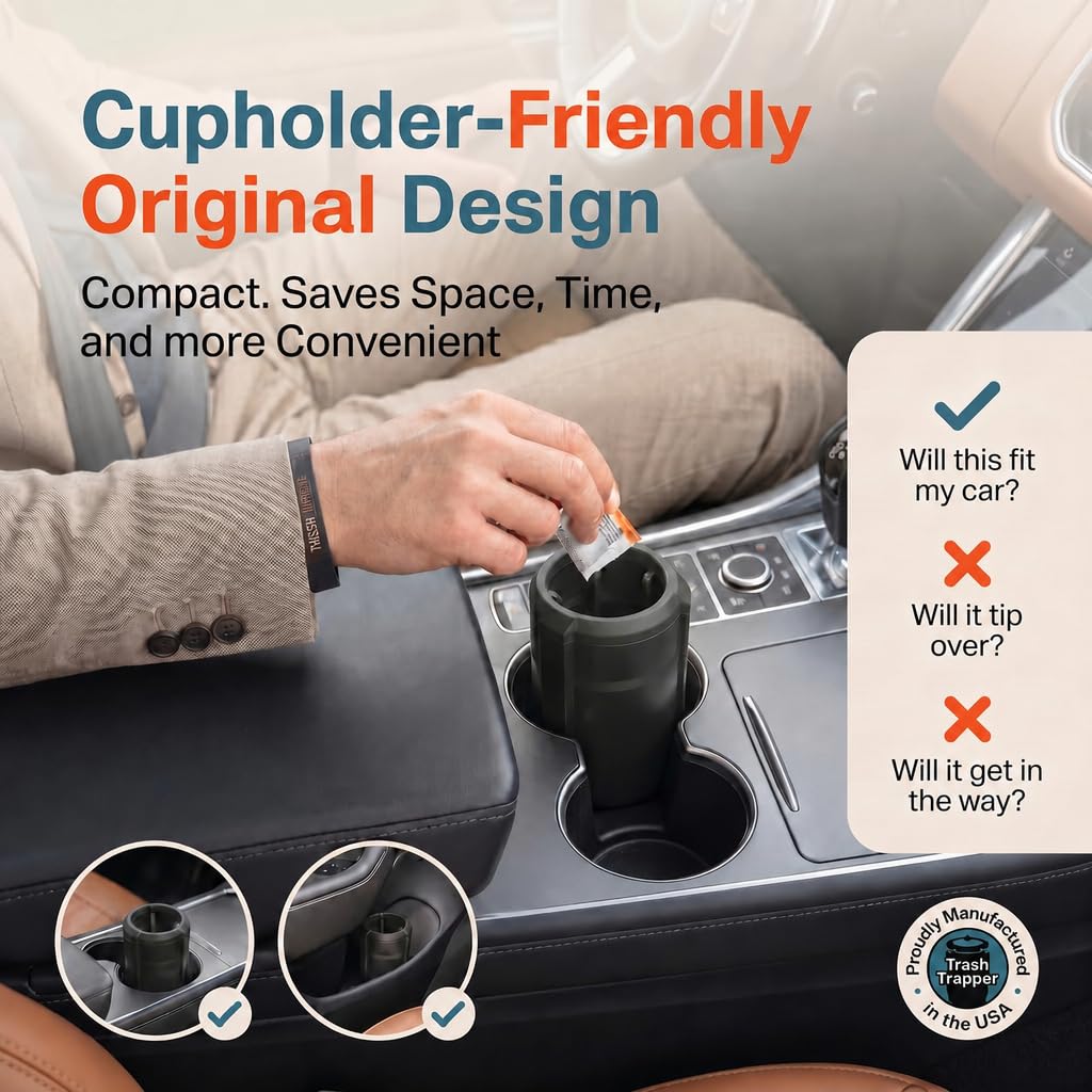 Trash Trapper Car Trash Can Cup Holder | Trash Can for Car | Up to 10x More