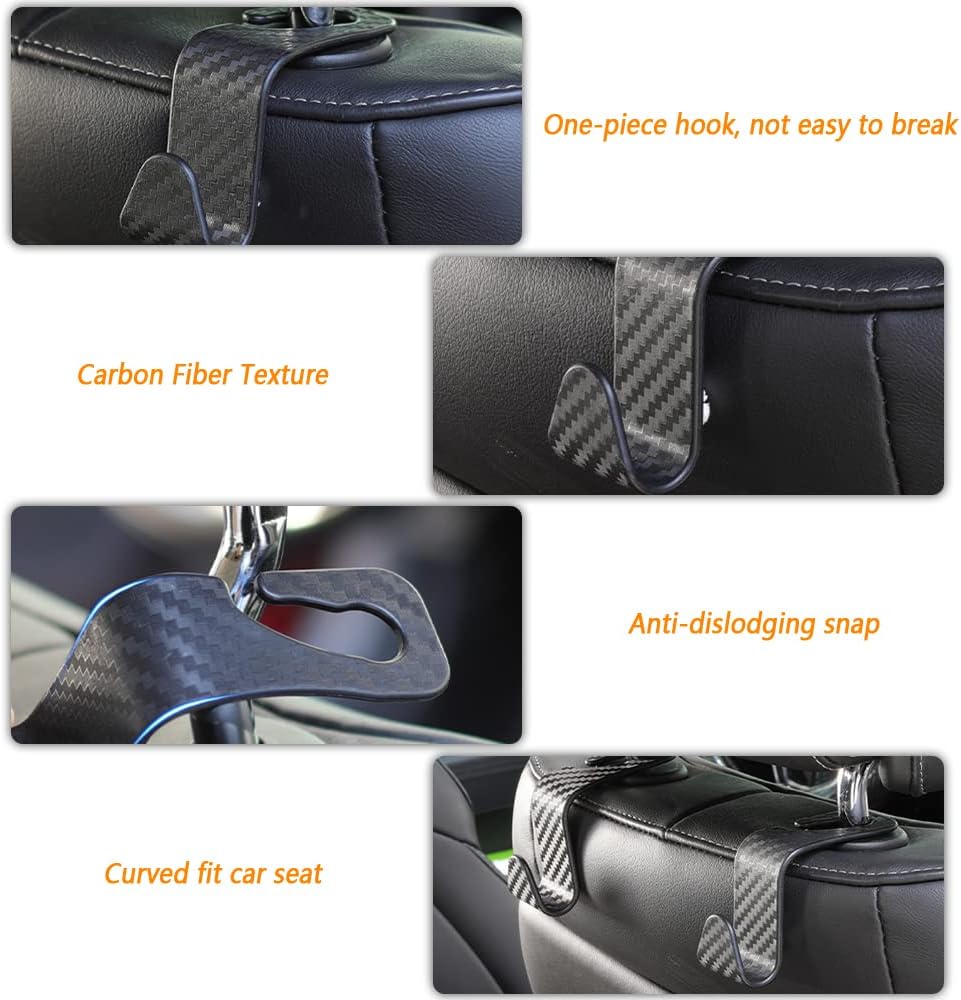 Utility Car Headrest Hidden Hook 33lb(Max) Car Hooks for Purses and Bags,Hat Holder for Truck Seat Hanger Storage Organizer for Coats,Umbrellas,Grocery Bags,Handbags Universal Car Accessories