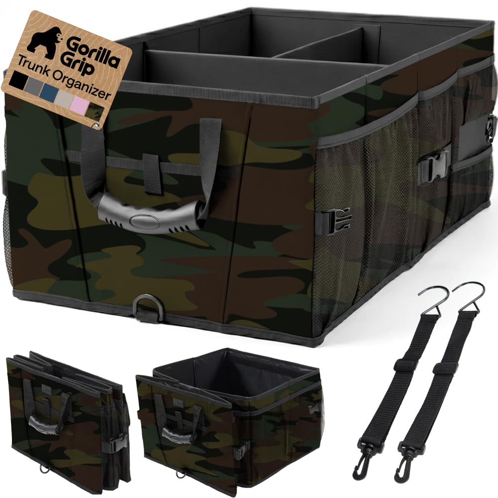 GORILLA GRIP Trunk Organizer for SUV and Cars, Large Capacity Black