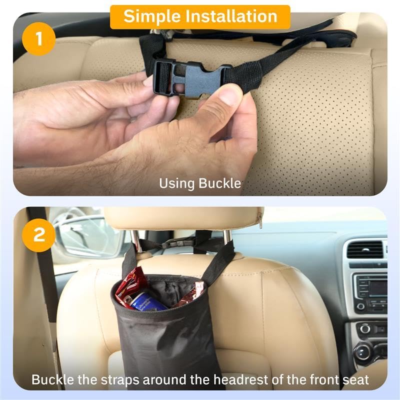 EcoNour 2 Pack Car Trash Bag | Washable Back Seat Hanging Bag