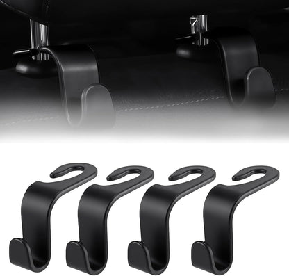 Purse Hook for Car, 4 PCS Car Purse Hook Headrest Hooks, 360° Rotatable Back Seat Storage Organizer, Universal Vehicle Seat Hanger for Purses, Handbags, Grocery Bags, Water Bottles, Black