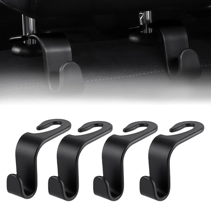 Purse Hook for Car, 4 PCS Car Purse Hook Headrest Hooks, 360° Rotatable Back Seat Storage Organizer, Universal Vehicle Seat Hanger for Purses, Handbags, Grocery Bags, Water Bottles, Black