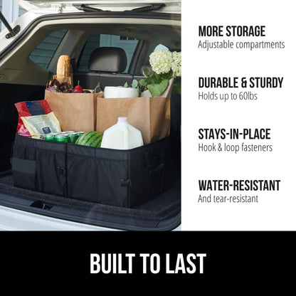 GORILLA GRIP Trunk Organizer for SUV and Cars, Large Capacity Black