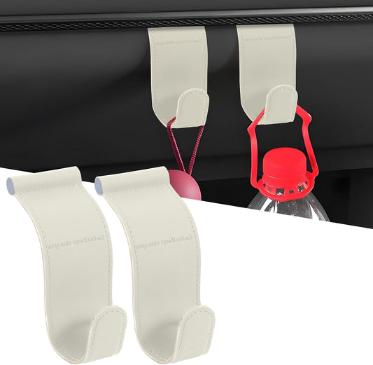 Hovom 2PCS Car Co-Pilot Glovebox Hooks, Anti-Scratch Auto Co-Pilot Glove Box Hanger Organizer, Vehicle Passenger Seat Hanging Storage Hook for Handbag Purse Umbrella, Car Accessories (Beige)