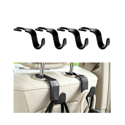 4PCS Car Seat Headrest Hooks, Vehicle Back Seat Organizer Hanger Holder for Purses Grocery Bags, Automotive Interior Headrest Storage Hook, Universal for SUV RV Truck (Black)