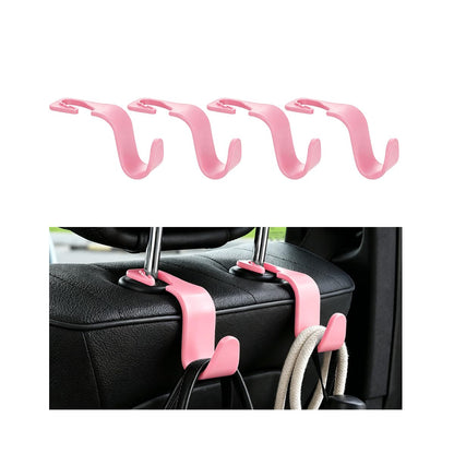 4PCS Car Seat Headrest Hooks, Vehicle Back Seat Organizer Hanger Holder for Purses Grocery Bags, Automotive Interior Headrest Storage Hook, Universal for SUV RV Truck (Black)