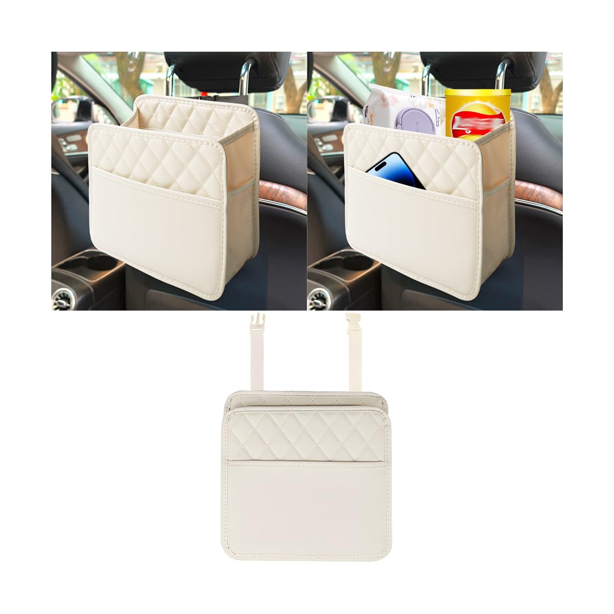 Mandark PU Leather Car Seat Back Organizer, Black