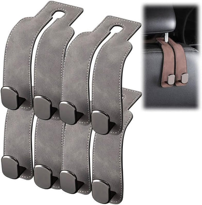 2026 New Car Seat Headrest Hooks for Purses and Bags - Support Car Headrest Hooks for Purses and Bags Coat, Leather Car Bag Purse Holder with Double Hooks (Brown-2PC)