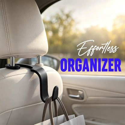4PCS Car Seat Headrest Hooks, Vehicle Back Seat Organizer Hanger Holder for Purses Grocery Bags, Automotive Interior Headrest Storage Hook, Universal for SUV RV Truck (Black)