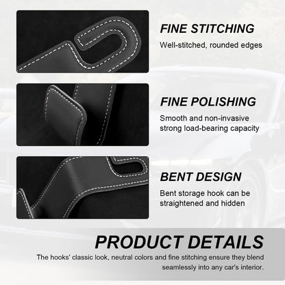 2 PCS Car Seat Headrest Hooks, Microfiber Leather Hanger Holder Hook for Hanging Purse and Bag, Universal Vehicle Back Seat Organizer Hook for Grocery Bag Handbag Coat (Black)