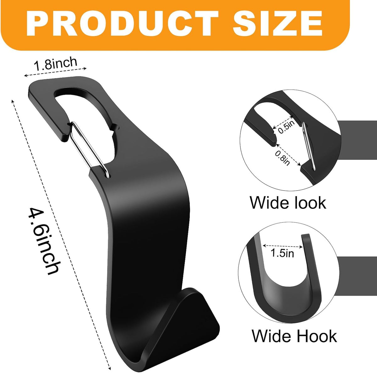 Car Seat Headrest Hook for Purses Bags Groceries,4 Pack Black