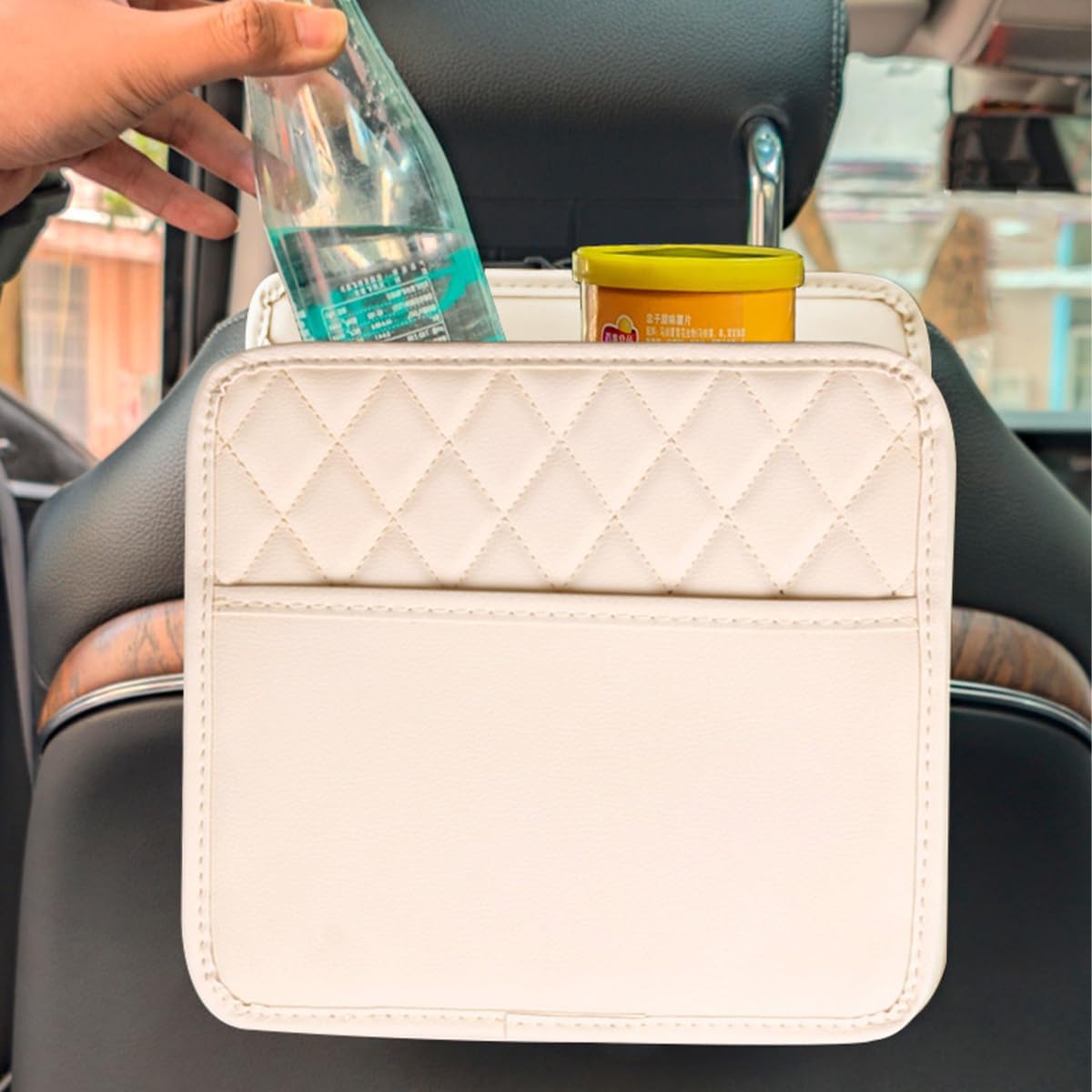 Mandark PU Leather Car Seat Back Organizer, Black