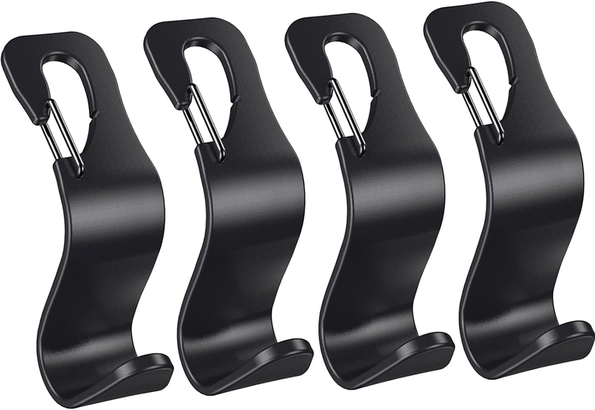 4 Pack Car Back Seat Headrest Hook Hanger for Purse Grocery Bag Handbag Hat, Purse Hook for Car with Clip