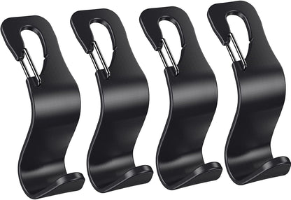4 Pack Car Back Seat Headrest Hook Hanger for Purse Grocery Bag Handbag Hat, Purse Hook for Car with Clip