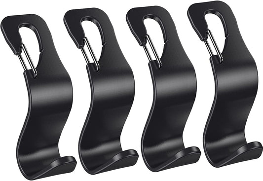 4 Pack Car Back Seat Headrest Hook Hanger for Purse Grocery Bag Handbag Hat, Purse Hook for Car with Clip