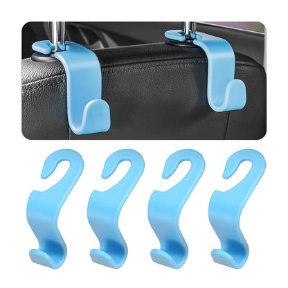 8sanlione 4PCS Car Back Seat Headrest Hooks, Storage Hanger, Black
