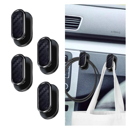 KITUREK Car Mini Hooks, Self-Adhesive Backseat Hangers, 4PCS, Carbon Fiber