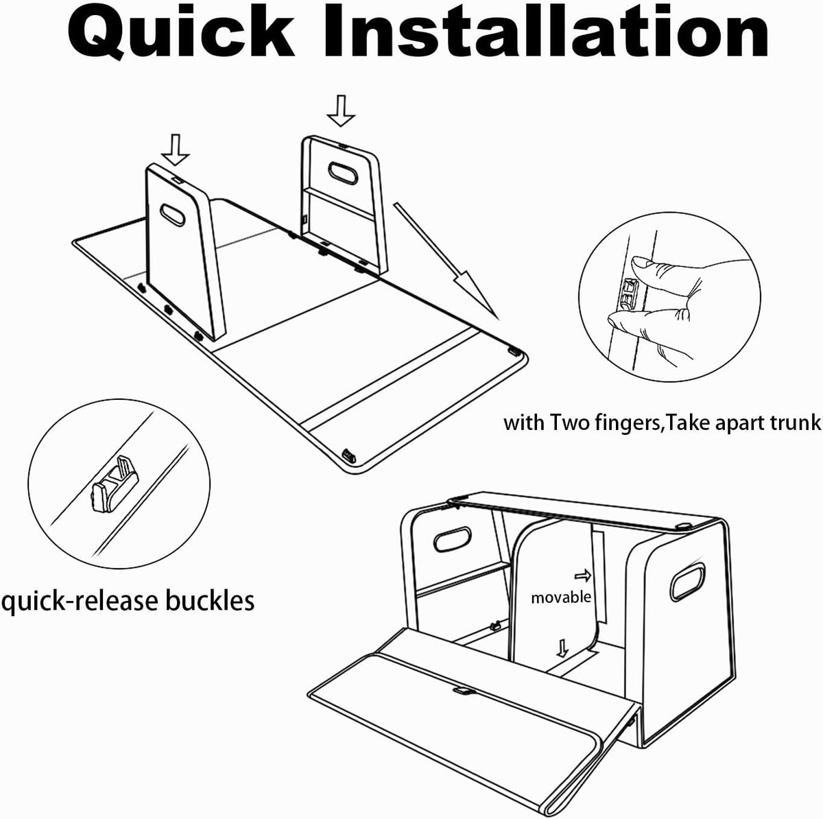 GMQ Trunk Organizers for Car,Car Organizers and Storage for SUV,Magnetic Lid with Collapsible Storage, Large Capacity for SUV, Truck, MPV (L-21.5×13×12.5 IN)