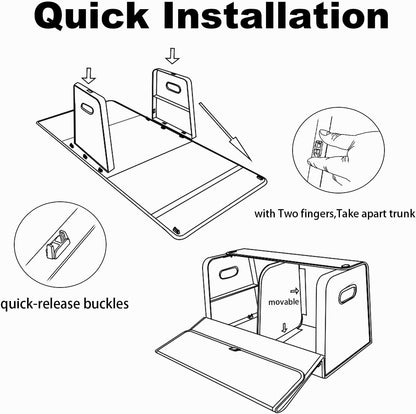 GMQ Trunk Organizers for Car,Car Organizers and Storage for SUV,Magnetic Lid with Collapsible Storage, Large Capacity for SUV, Truck, MPV (L-21.5×13×12.5 IN)