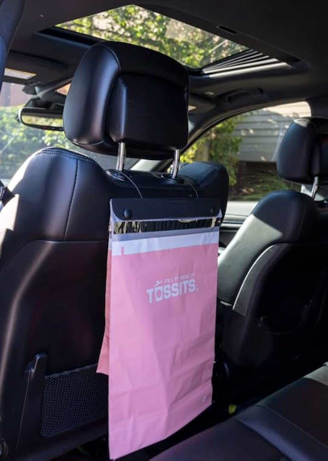 Tossits Hanging Car Trash & Garbage Bags, Disposable, Black 7 Count