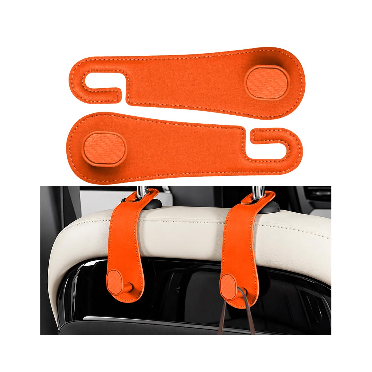2PCS Car Headrest Hook, Strong Load-Bearing, Hidden Design, Black