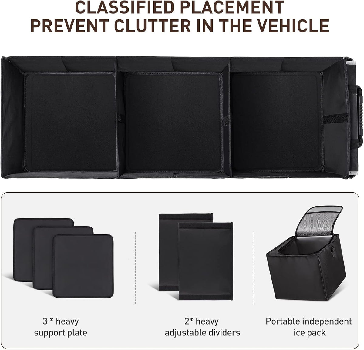 HIRALIY 4-in-1 Car Trunk Organizer with Leakproof Cooler Bag