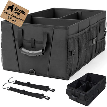 GORILLA GRIP Trunk Organizer for SUV and Cars, Large Capacity Black