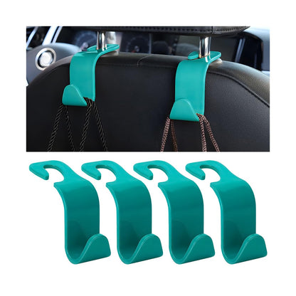 4PCS Car Seat Headrest Hooks for Bags, Coats, Glossy Black