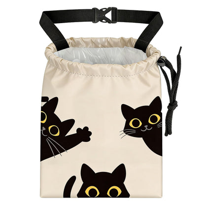 Black Flower Car Trash Bag - Waterproof Car Trash Bag Hanging Leakproof Car Garbage Bag - Washable Reusable Trash Bag for Car Interior Hanging Organizer Storage Vehicle Travelling Camping