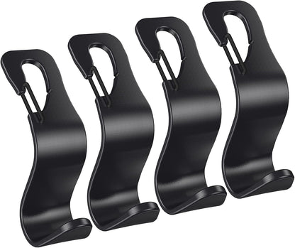 Car Seat Headrest Hooks 4 Pack, Purse Hook for Cars with Non-Slip Lock