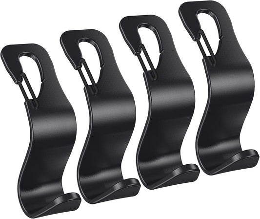 Car Seat Headrest Hooks 4 Pack, Purse Hook for Cars with Non-Slip Lock