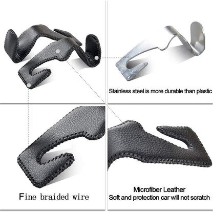 2 Pack Car Headrest Hooks, Microfiber Leather & Alloy Purse Hook Holds 45lb