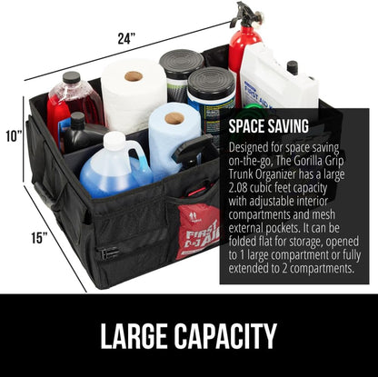 GORILLA GRIP Trunk Organizer for SUV and Cars, Large Capacity Black
