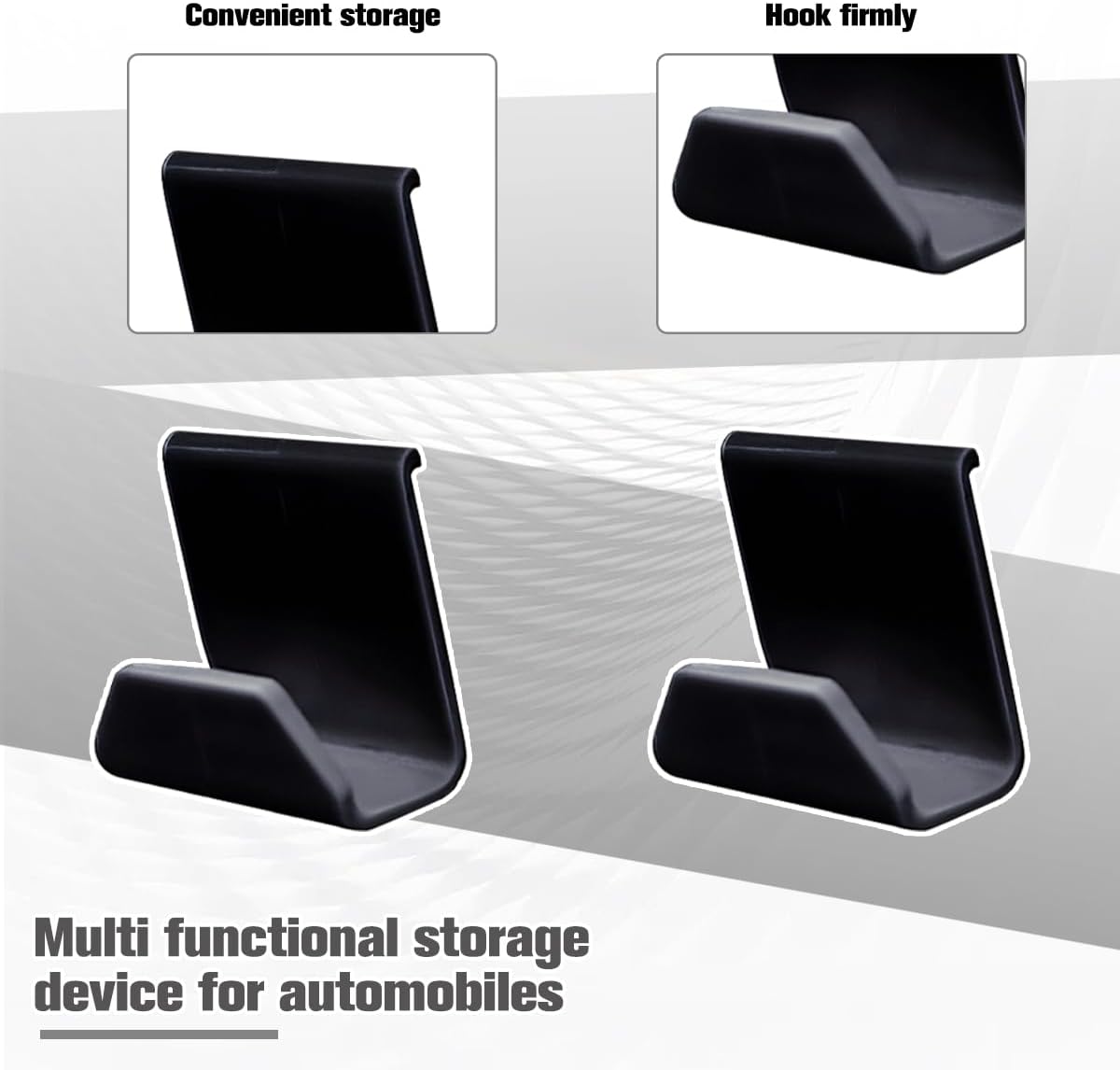 2PCS Car Co-Pilot Glovebox Hooks, Front Passenger Seat Glovebox Storage Hanger for Purse Key Umbrella Cable, Multifunctional Glove Compartment Holder Organizer Hook, Universal Fit (Black)