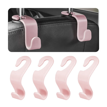 8sanlione 4PCS Car Back Seat Headrest Hooks, Storage Hanger, Black