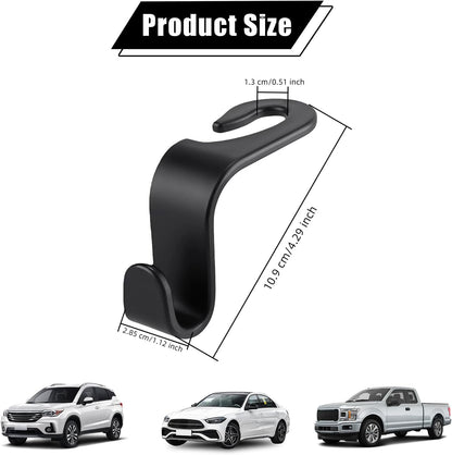Purse Hook for Car, 4 PCS Car Purse Hook Headrest Hooks, 360° Rotatable Back Seat Storage Organizer, Universal Vehicle Seat Hanger for Purses, Handbags, Grocery Bags, Water Bottles, Black