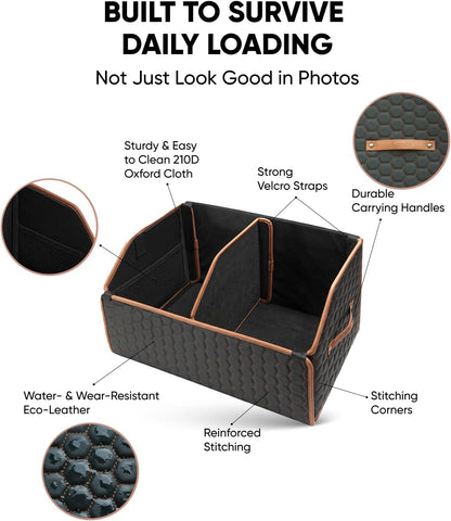 Owleys Foldable Trunk Organizer for Car Storage - Collapsible Auto Trunk Organizer With Lid - Trunk Organization (21.6 inch, Hexy)