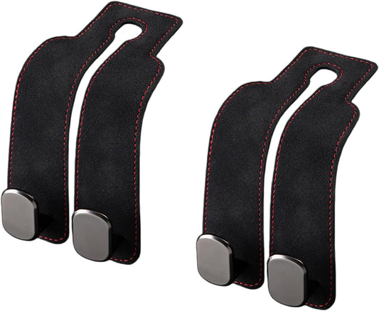 GoldenLife Headrest Hooks for Car, 2 Pack Premium Car Bag Hooks | Secure Heavy-Duty, Elegant & Universal Fit Car Hooks for Purses Handbags Grocery & Backpacks (Black)