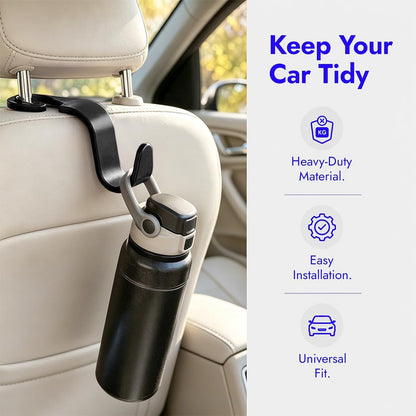 4PCS Car Seat Headrest Hooks, Vehicle Back Seat Organizer Hanger Holder for Purses Grocery Bags, Automotive Interior Headrest Storage Hook, Universal for SUV RV Truck (Black)