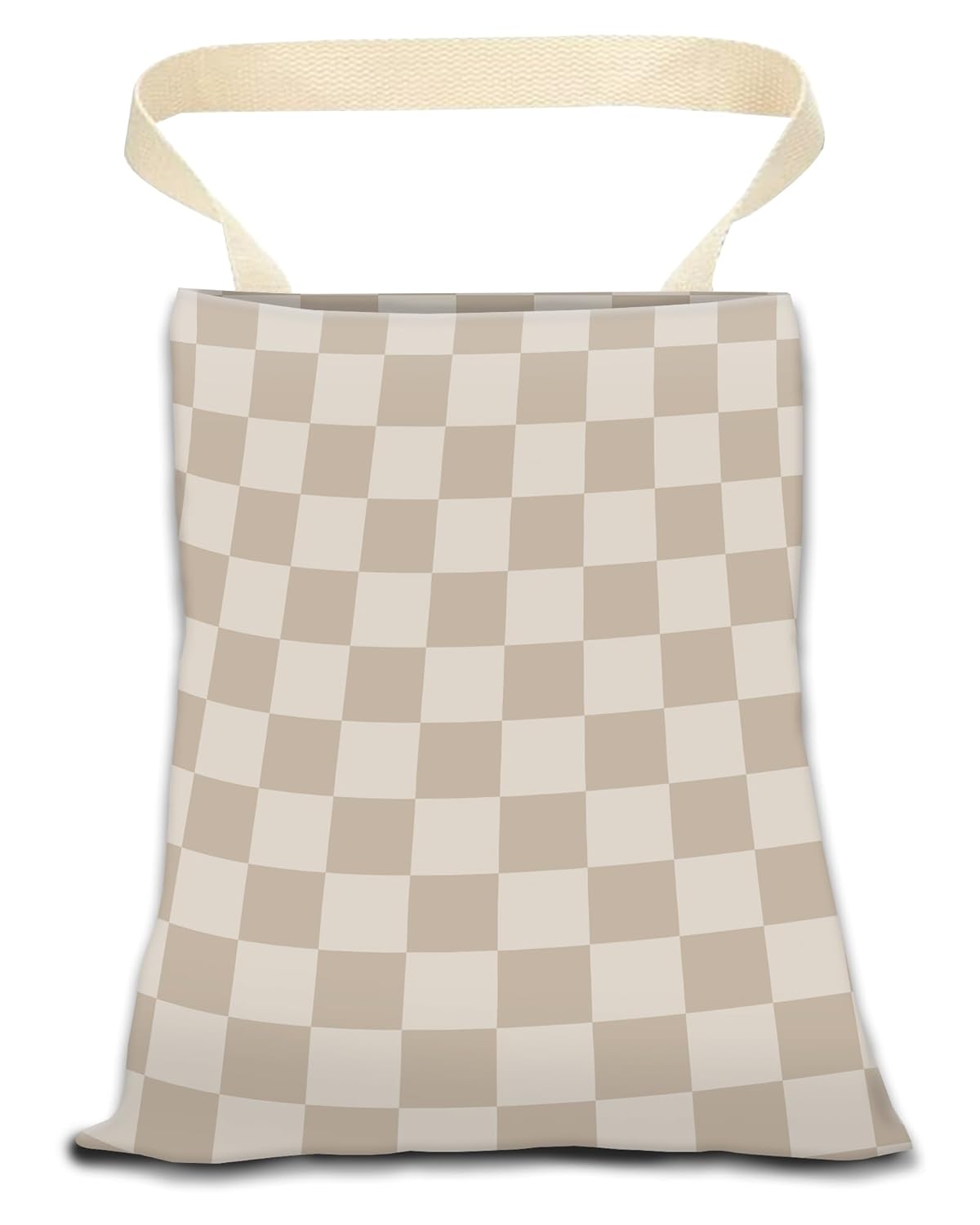 Car Trash Can, Durable Hanging Car Trash Garbage Bag, Cute Automotive Garbage Cans Organizer, Luxury Beige Checkerboard