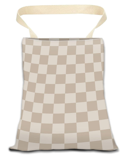 Car Trash Can, Durable Hanging Car Trash Garbage Bag, Cute Automotive Garbage Cans Organizer, Luxury Beige Checkerboard