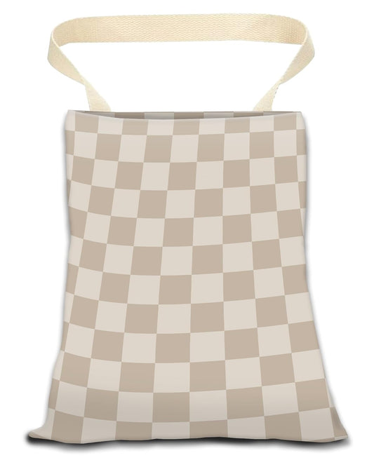 Car Trash Can, Durable Hanging Car Trash Garbage Bag, Cute Automotive Garbage Cans Organizer, Luxury Beige Checkerboard