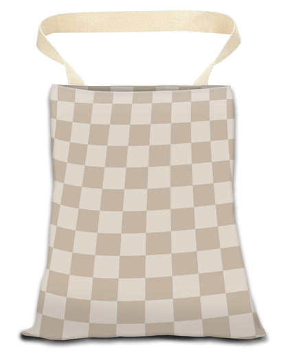 Car Trash Can, Durable Hanging Car Trash Garbage Bag, Cute Automotive Garbage Cans Organizer, Luxury Beige Checkerboard