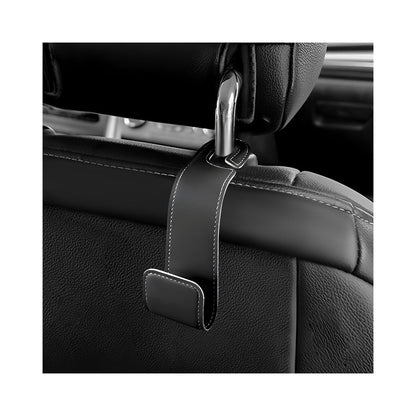 2 PCS Car Seat Headrest Hooks, Microfiber Leather Hanger Holder Hook for Hanging Purse and Bag, Universal Vehicle Back Seat Organizer Hook for Grocery Bag Handbag Coat (Black)