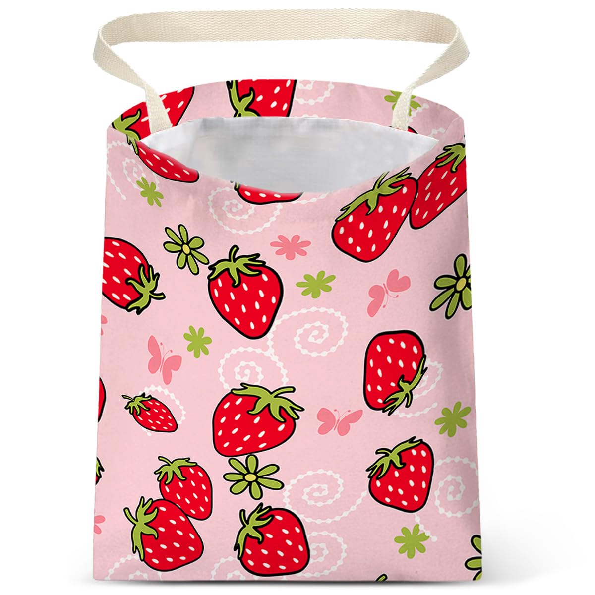 IRADA Car Trash Bag Hanging No Snap Small Garbage Bag for Car Back Seat Cute Printed One-Handed Strap Trash Bags Car Accessories-Wildflowers-Black Car Trash Bags