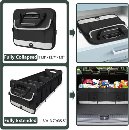 AOPHY Trunk Organizer - 95L Extra Large Capacity SUV Cargo Storage, Collapsible Waterproof Design with Non-Slip Bottom & Retractable Straps, Car Organizers for SUV, Truck, Sedan