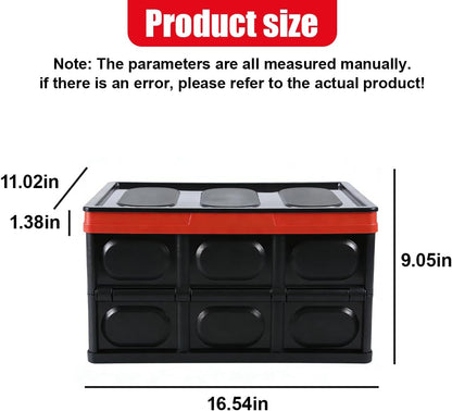 YoRise Car Trunk Organizer, Plastic Waterproof Foldable Car Cargo Storage Box with Lid, Universal Portable Automotive Tool Container Accessories for SUV Truck Sedan (Black)